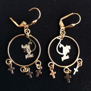 NWOT Baby phat goldtone dangle earrings w crosses